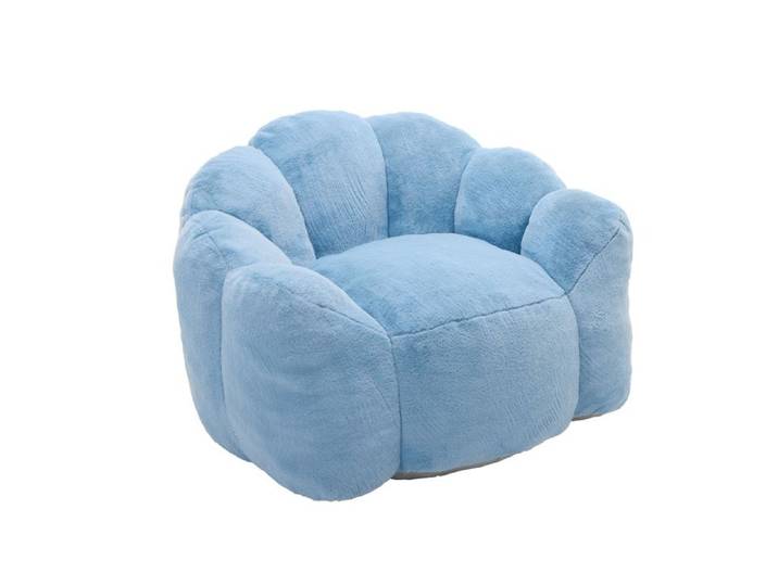 Fauteuil lotus bleu en tissu peluche – 1 place – sans montage