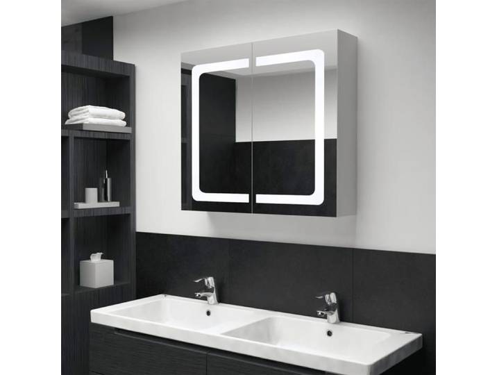 UU*NEW Armoire de salle de bain à miroir LED - 80x12 2x68 cm - 325545