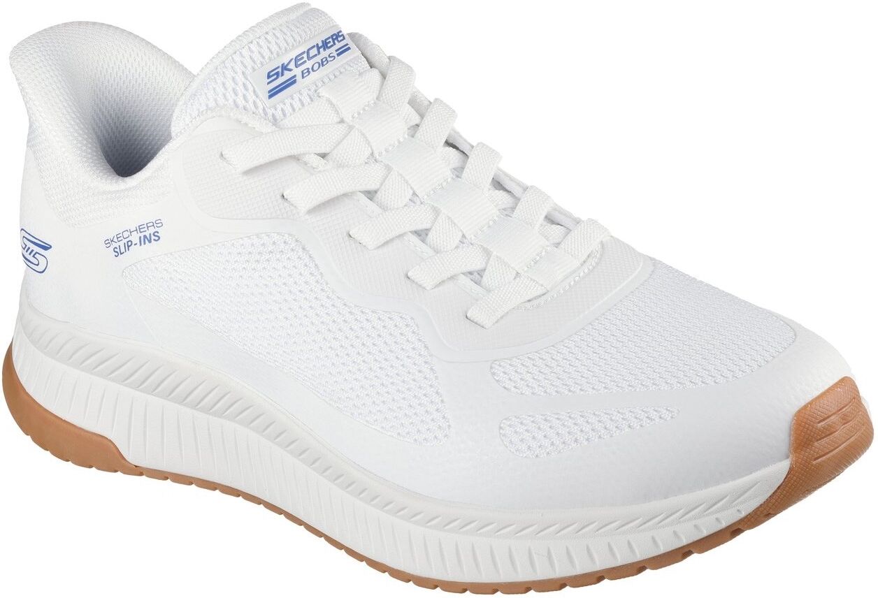 Slip-On Sneaker SKECHERS "BOBS SQUAD 4", Herren, Gr. 41, weiss (weiß), Synthetik, Textil, Schuhe Slip-On Sneaker, Trainingsschuh, Sneaker, Schnürschuh zum einfachen Schlupfen weiß 41