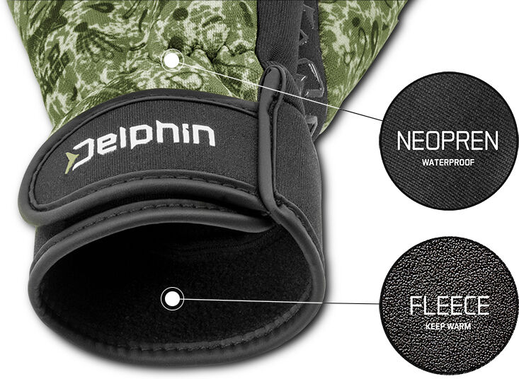 Les gants néoprène avec laine polaire Delphin NeoFLIX XL Gray, Lime XL
