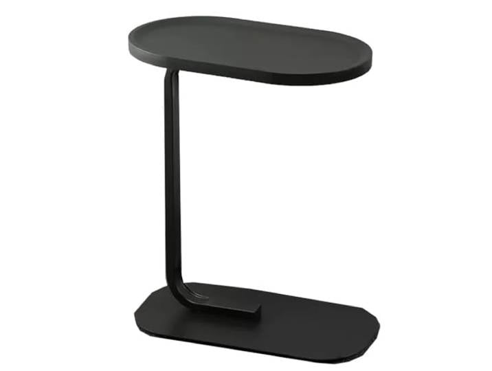 BDSDFSA Beistelltisch, Mit Holz-Desktop, ovaler Beistelltisch mit Metallrahmen(Black)