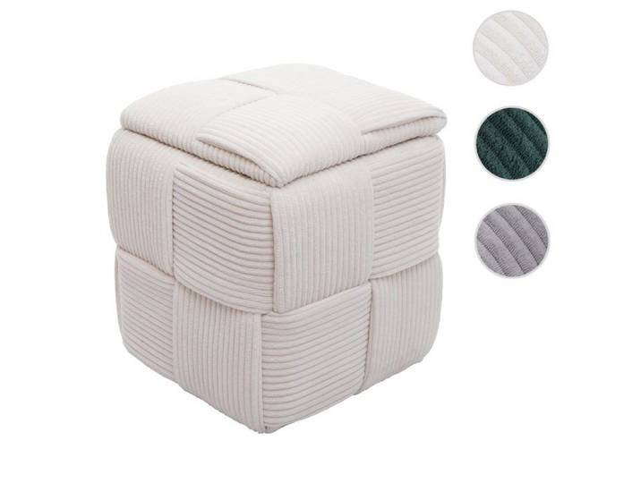 Tabouret HWC-Q47 (260 g/m²) 43 x 40 x 40 cm crème