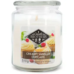 Fragrance and Style GmbH Duftkerze Candle Brothers Creamy Vanilla Cupcake, Kerze im Glas, 2 Dochte, 510g, 100h Brenndauer, Raumduftkerze, creme