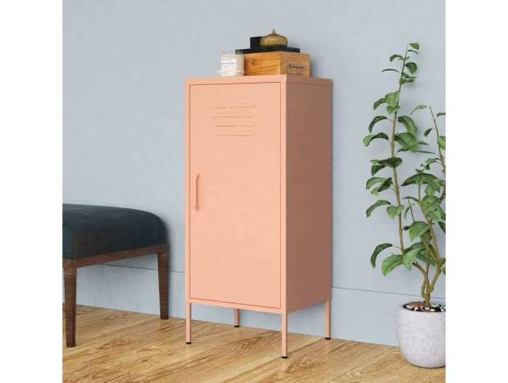 KGHFDVB Stahlschrank Rosa 42,5x35x101,5 cm Robust, 2 Einlegeböden, Stellfüße, Viel Stauraum, Leicht Zu Reinigen