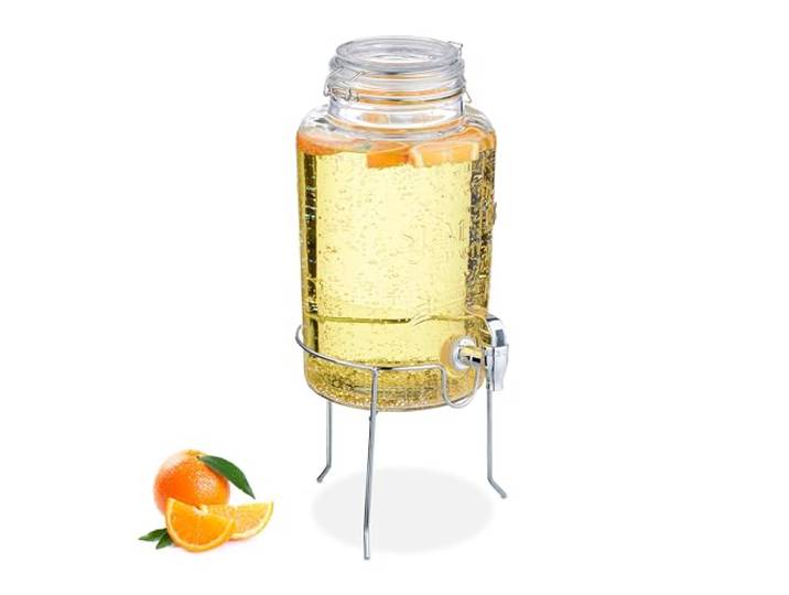 Relaxdays Distributeur de Boisson\, avec Support et Robinet\, 5 litres\, pour Votre Limonade\, Transparent