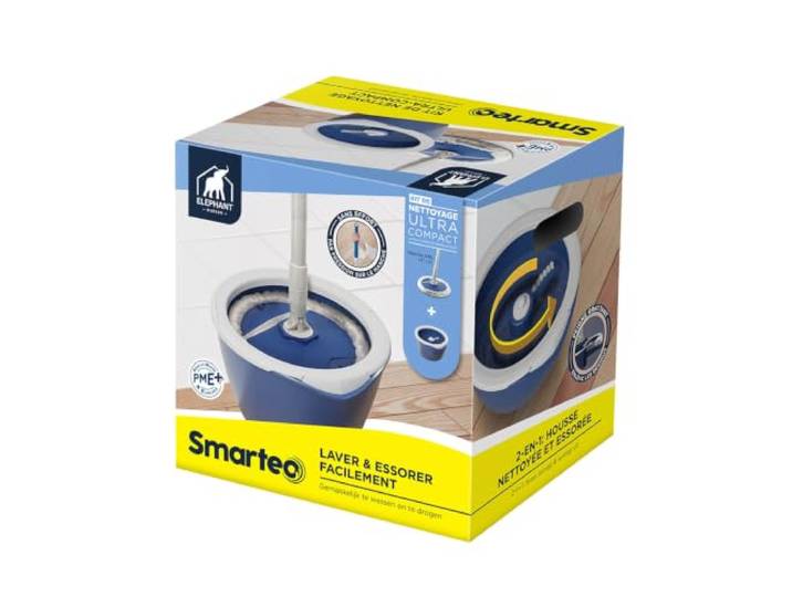 ELEPHANT - Kit de Lavage Smarteo + — Platine Pliable- Diamètre 25 cm — 124 g\, Bleu et Blanc\, 31 cm 26\, 5 cm 30 cm
