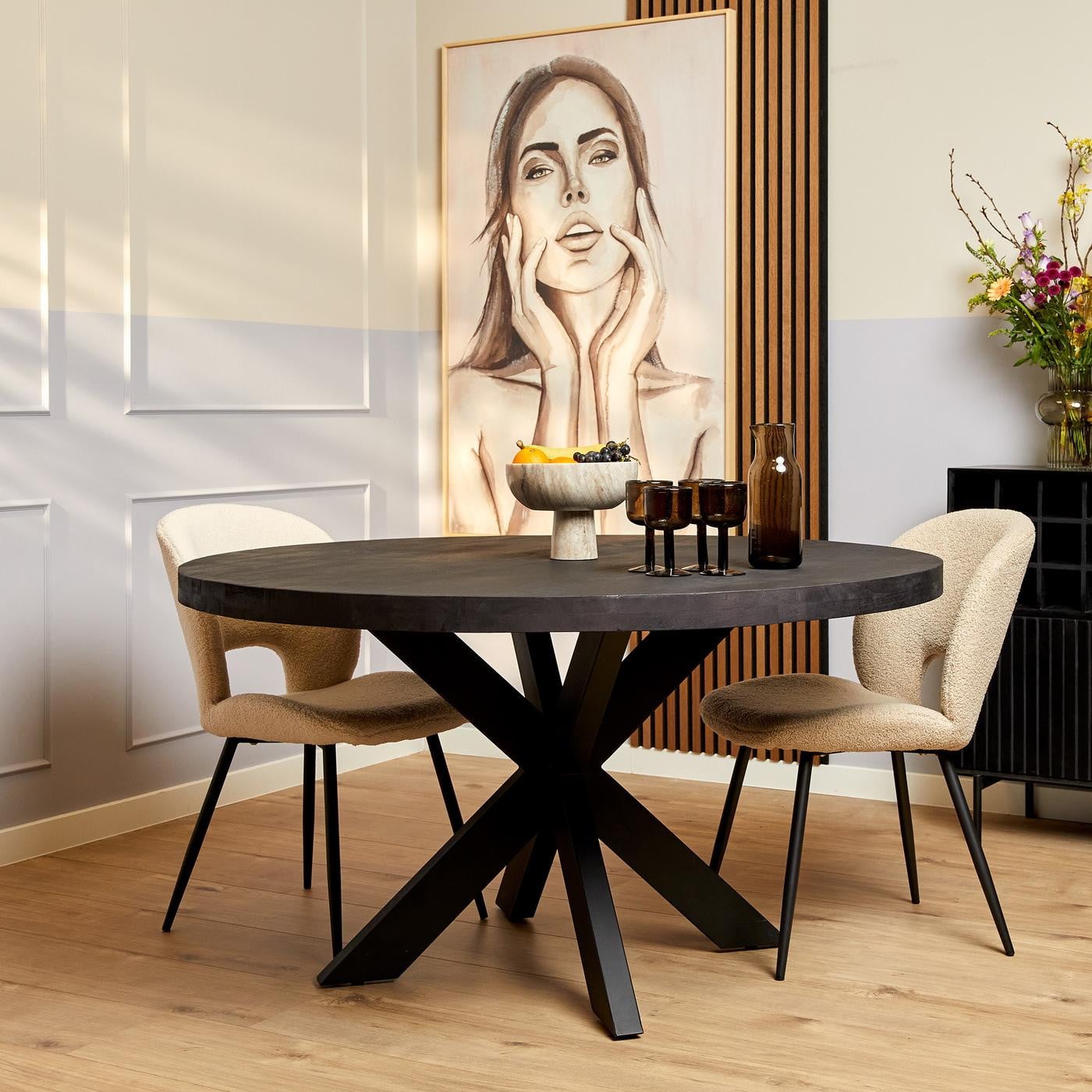 StarFurn Eetkamertafel Denver Rond Zwart Ø120 cm