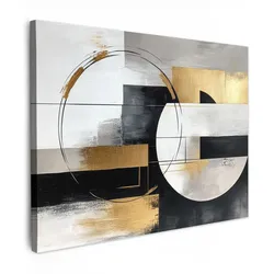 LEINWANDBILD Abstrakt - Gold - Silber - Formen - Ästhetik Wandbild 40x30 cm