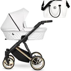 Kunert, Kinderwagen, Ivento Premium 2in1 Kinderwagen in Weiss mit Goldrahmen und Komfortausstattung