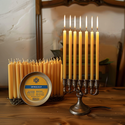 On Spot Shop Natural Beeswax Hanukkah Candle Set, Thin Taper Honey Chanukah Candles For Ritual, Prayer, And Birthday Use, Unscented Natural Beeswax Hanukkah Candle Set, Thin Taper Honey Chanukah Candles For Ritual, Prayer, And Birthday Use, Unscented