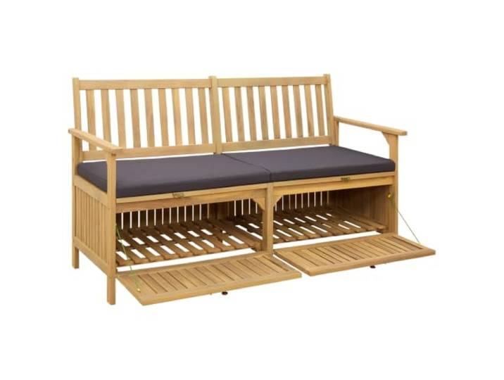 Keeushr Garten-Aufbewahrungsbank 2-Seater 148 x 63 x 84 cm Integrierter Stauraum unter Sitzfläche, wetterfestes Design, ergonomische Rückenlehne, pflegeleicht, moderner Stil, Terrasse