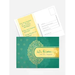 Antwortkarten Hochzeit selbst gestalten mit Spruch und Fotos im Onlinedesigner bei Meine-Kartenmanufaktur.de