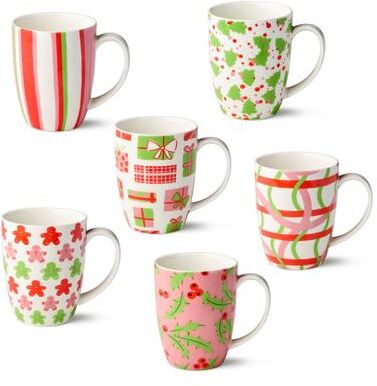 Certified International Scarlet Ribbon Set of 6 Mugs