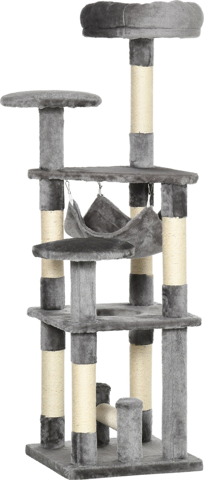 PawHut kattenmeubel met rustplaats en krabpaal, grijs, B/D/H: 40 x 40 x 132 cm