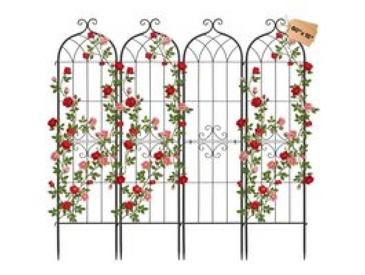 VEVOR Treillis de Jardin Métal 40,5x152 cm Support de Plante Grimpante Lot de 4 Treillis pour Rosiers, Tomates, Concombres, Fleurs Légumes Grimpants, avec Revêtement en Poudre, Système de Verrouillage