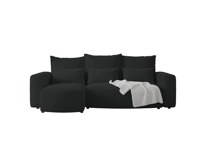 4ALL HOME Ecksofa mit Schlaffunktion Travis 248x148 cm, Couch, Sofa mit Bettkasten, Eckcouch, L-Form, Schlaffsofa, Universal (Cord Onega 11 Graphit)