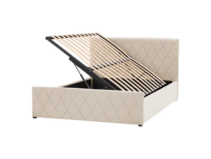 BETT mit Stauraum 180/200 cm Samtstoff Beige Rochefort