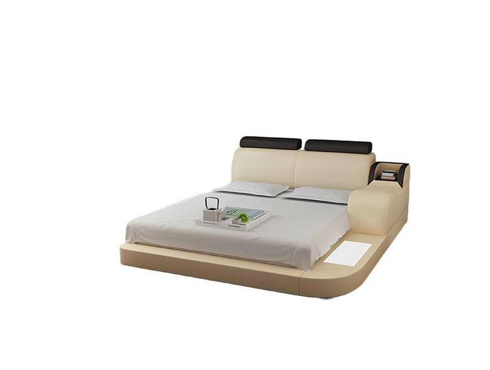 JVmoebel, Wasserbett Hotel Doppelbett aus Leder mit Polsterung für luxuriösen Komfort, (Wasserbett LB8813), Made in Europa