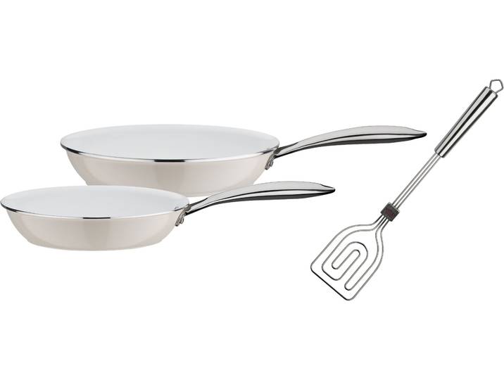 Pfannen-Set GSW CERAMICA color , beige (ceme, weiß), Ø:28cm, Pfannen, Pfannen-Set, Induktion