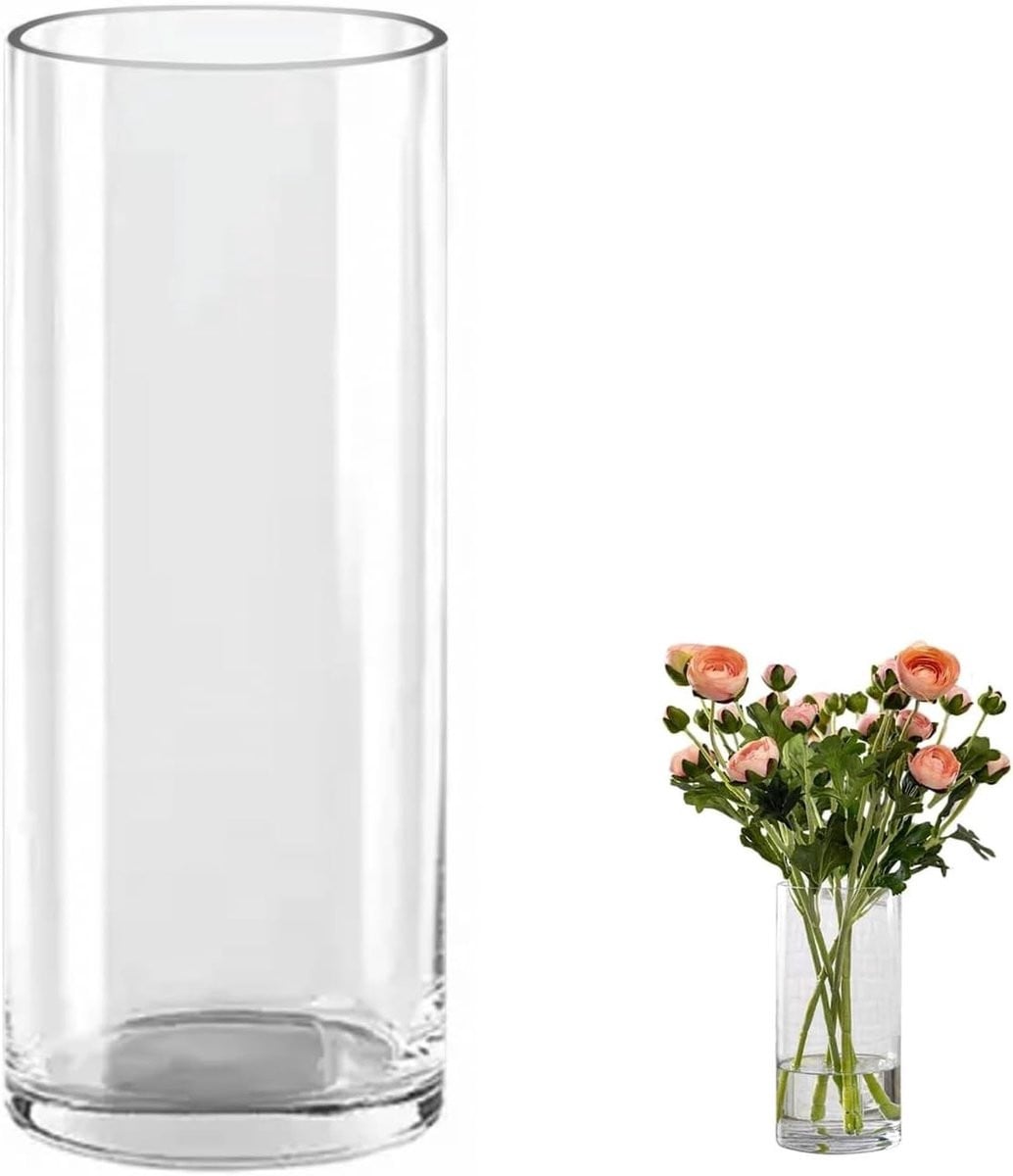Hoogwaardige glazen cilindervaas van 25 cm voor bloemen en decoratie