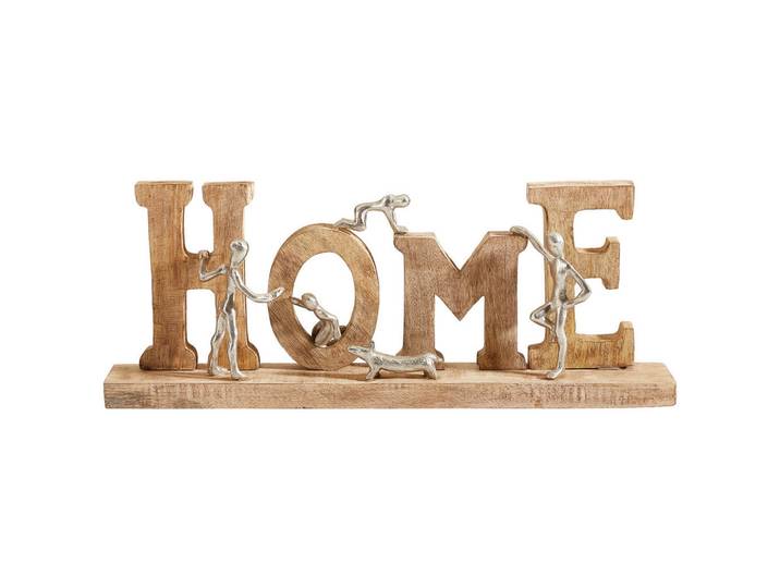 Ambia Home Dekoschriftzug, Naturfarben, Nickelfarben, Holz, Metall, Mangoholz, massiv, Uni, rechteckig, 23x8x59 cm, Handmade in India, Kunsthandwerk, handgemacht, handgemalt, Dekoration, Dekofiguren & Skulpturen, Dekobuchstaben