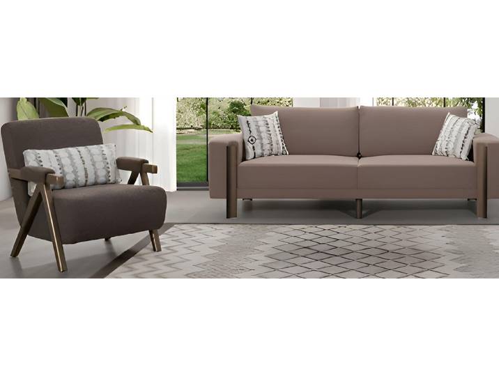 JVmoebel Polstergarnitur Luxuriöses Sofa-Set 4+1 Modernes Interieur Braune Farbe Holzrahmen, (2-tlg)
