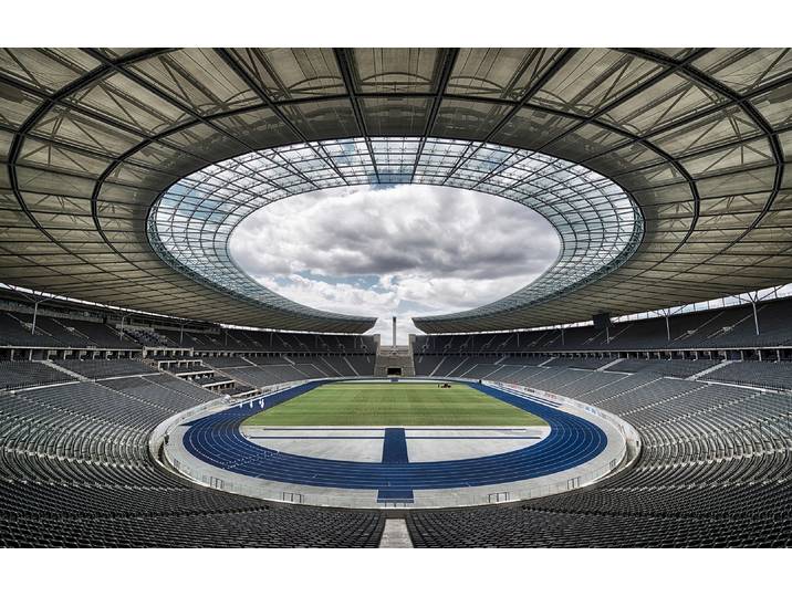 Fototapete PAPERMOON Photo-Art MASSIMO CUOMO, OLYMPIASTADION, BERLIN , bunt, B:3,5m L:2,6m, Vlies, Tapeten, Fototapete