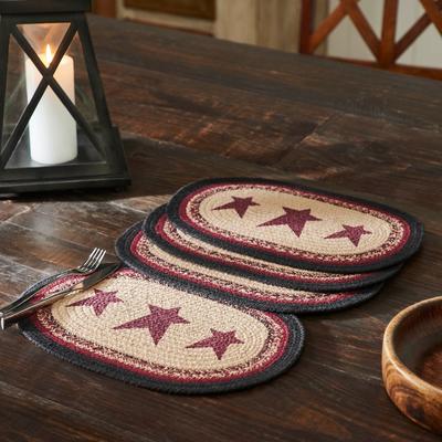 VHC Brands Connell Oval Placemat Stencil Stars 10x15