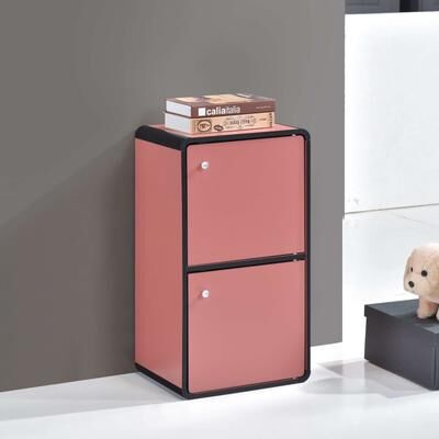 InRoom Designs 2-Door Storage Cabinet, Enclosed Multi-Tier Shelving, Freestanding Organizer for Living Room and Home Office