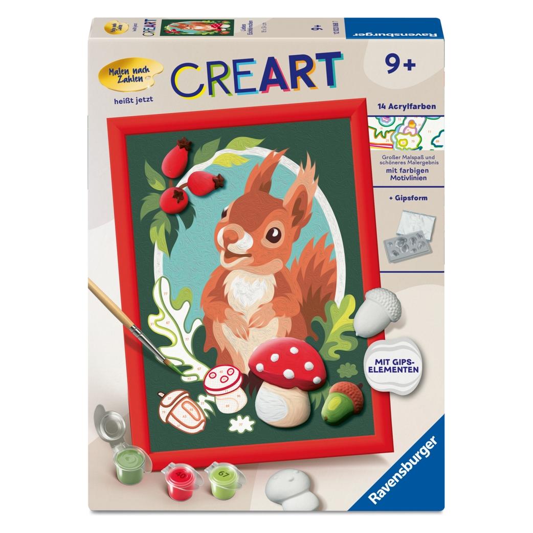 Ravensburger CreArt, Malen nach Zahlen mit Gips giessen - Liebes Eichhörnchen (12023068)