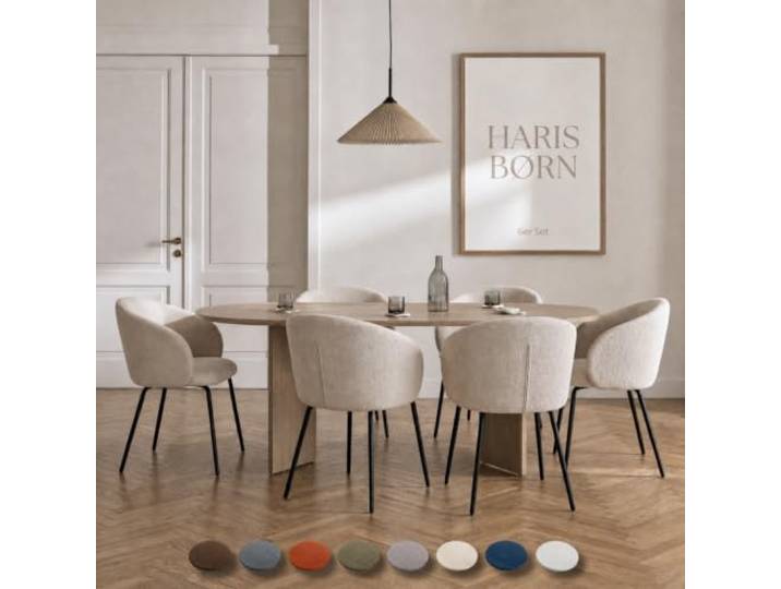 Haris Børn® Esszimmerstühle (6er Set) Beige - Bequeme Polster Esszimmerstühle mit Armlehne - Premium Esstisch Stühle & Wohnzimmer Stühle - Moderne Esszimmerstühle 30 Tage risikofrei testen