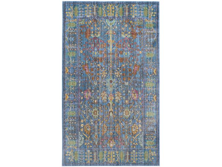 Tapis artisanat inspiré en polyester bleu/multicolore, 122 x 183 cm