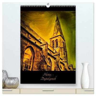 Herten - Digital gemalt (hochwertiger Premium Wandkalender 2026 DIN A2 hoch), Kunstdruck in Hochglanz
