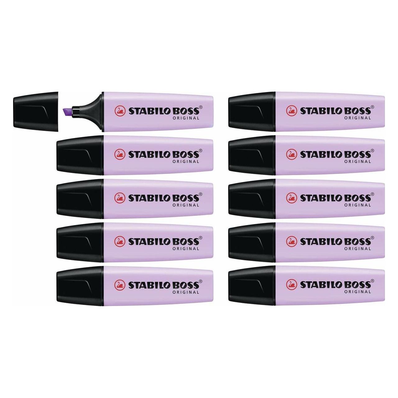Stabilo Textmarker - BOSS ORIGINAL Pastel - 10er Pack - Schimmer von Lila (10x) (70/155)