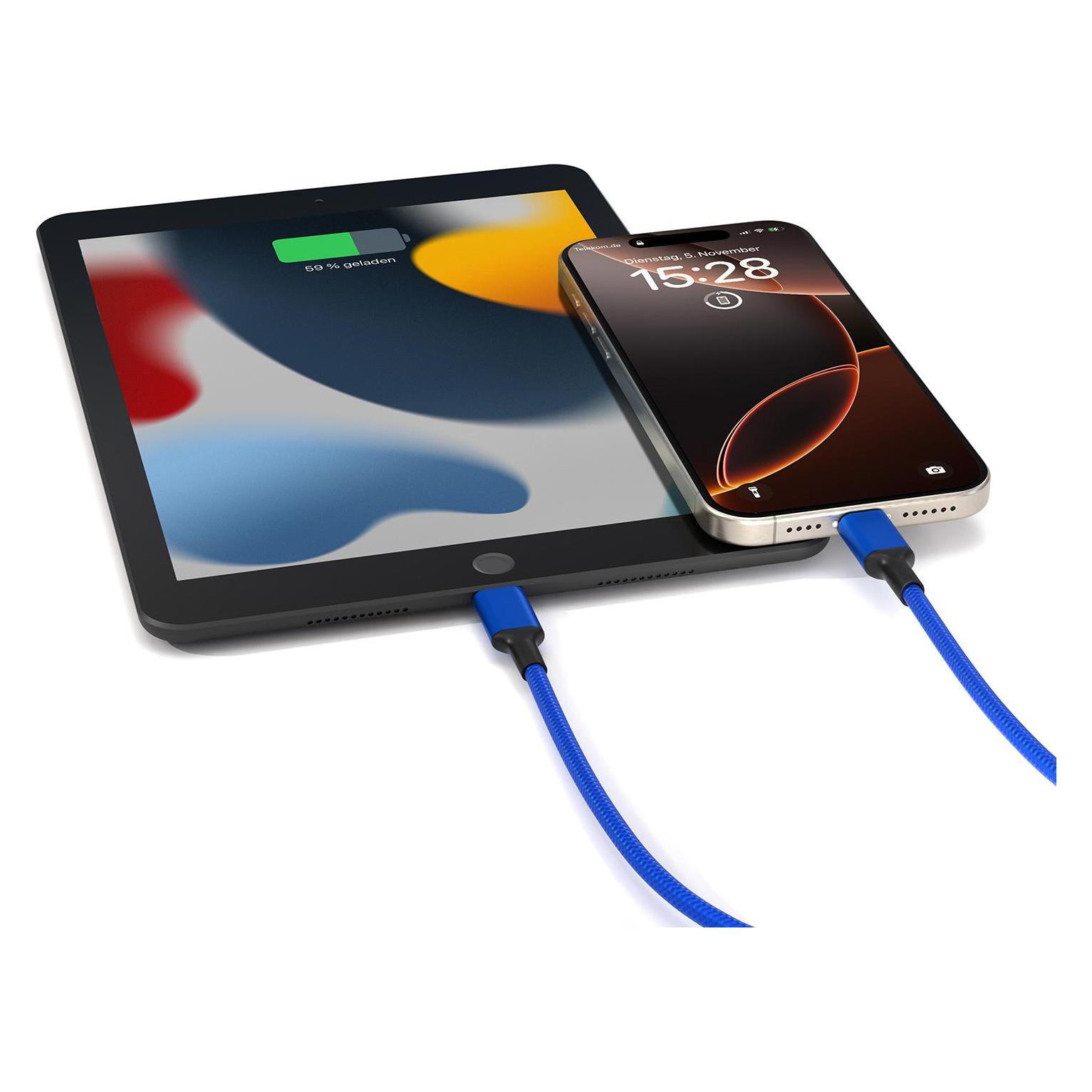 Smrter Hydra DUO 1,2 Meter Ladekabel USB-C auf USB-C und Apple Lightning marineblau (1.20 m) (SMRTER_DUO_NB)