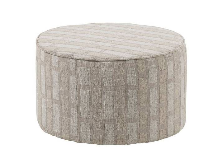 WOOOD Sitzhocker Sarli - Chenille-Stoff Natur-Biege, Ø 60 cm, Luxuriöser Chenille-Stoff