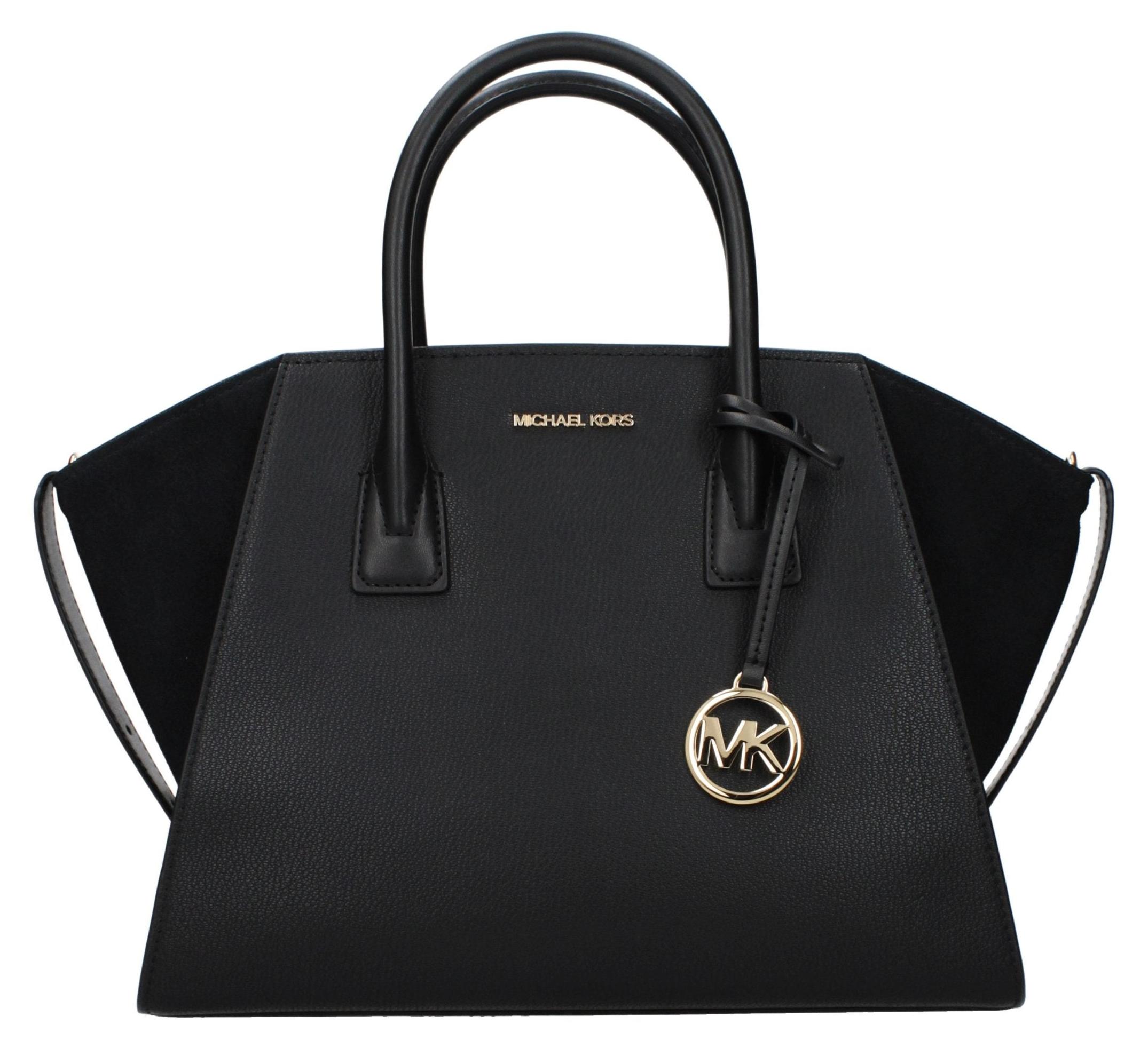 Michael Kors Avril Large Leder Wildleder schwarz gold