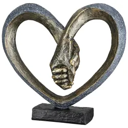 Skulptur Hand in Hand Grau/Bronzefarben
