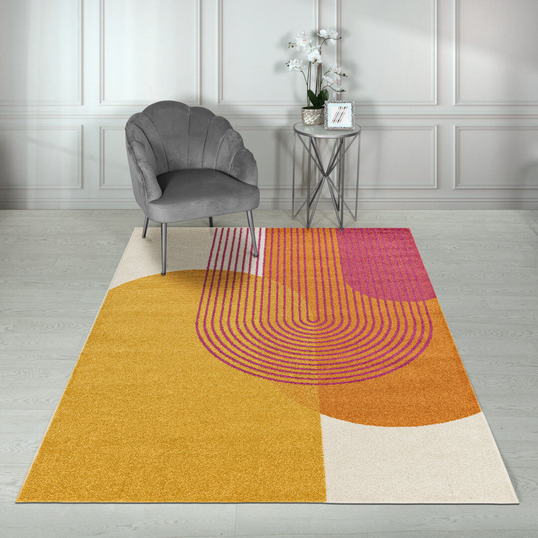 Ivy Bronx Ziaa Geometric Area Rug Orange Rectangle 200 x 290cm