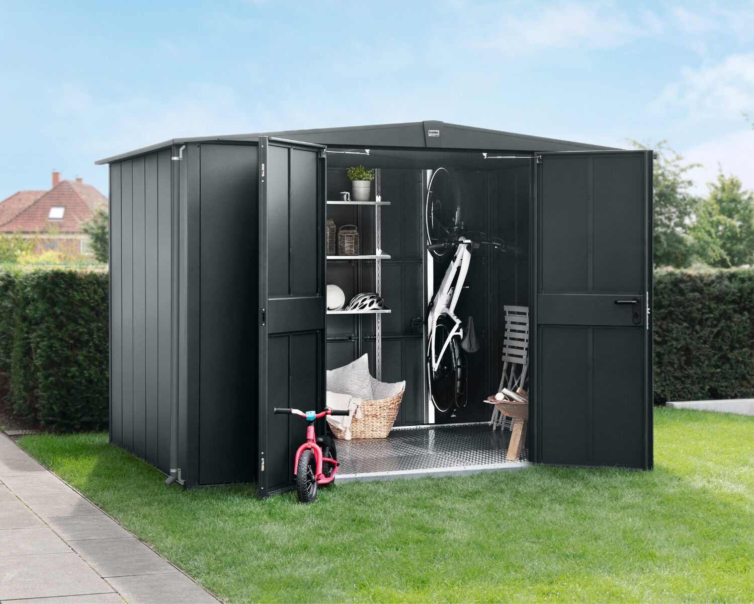 Hörmann EcoStar Gerätehaus Modell ELEGANT mit Satteldach