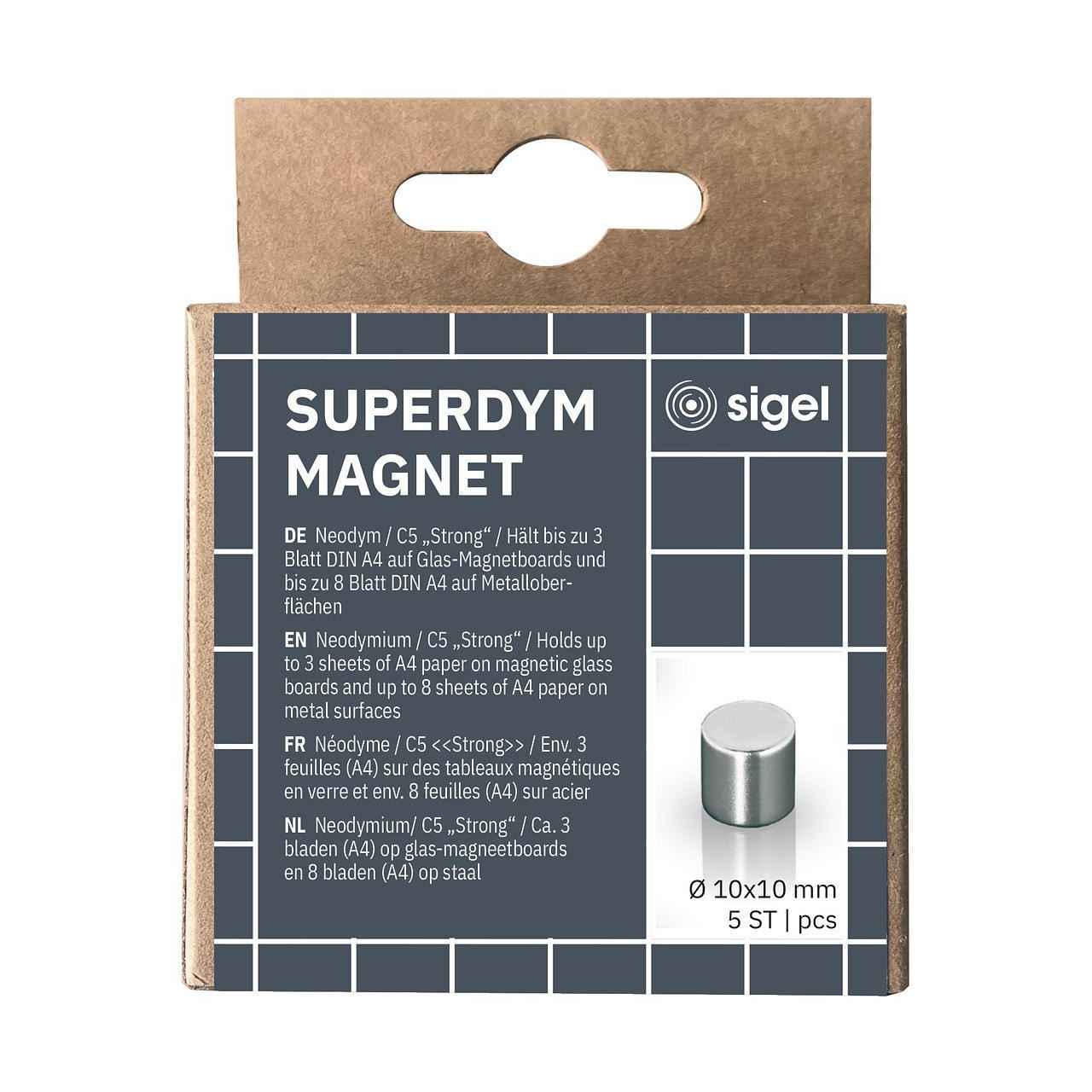 SIGEL 5 Strong Magnete silber Ø 1,0 x 1,0 cm