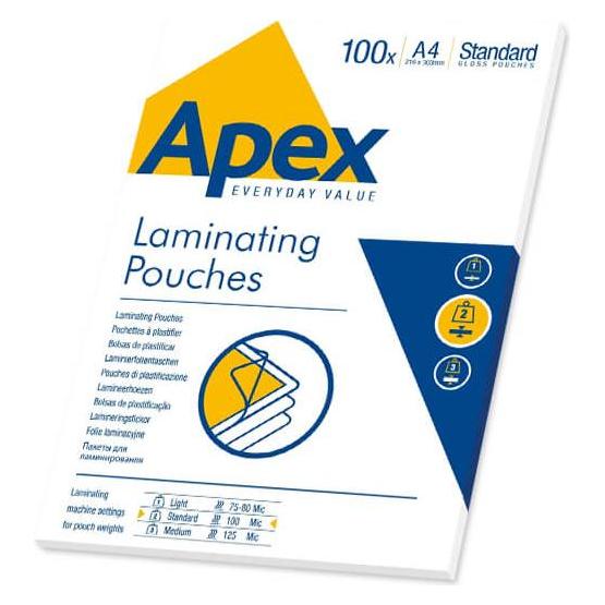 Fellowes Apex Laminierfolie STD Duty (A4, 100 Stk., 100 µm) (6003301)