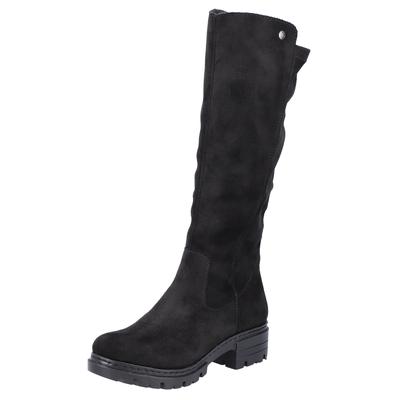 Winterstiefel RIEKER, Damen, Gr. 36, Normalschaft, schwarz, Textil, Schuhe Winterstiefel, Langschaftstiefel, Blockabsatz, mit Stretch