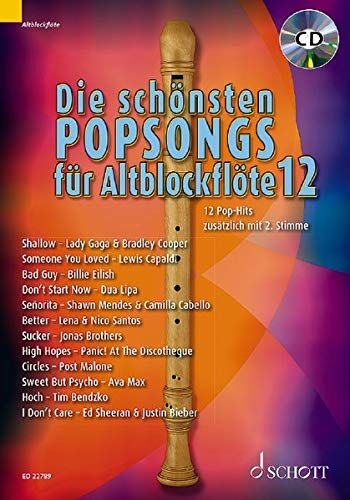 Die schönsten Popsongs für Alt-Blockflöte: 12 Pop-Hits. Band 12. 1-2 Alt-Blockflöten. (Die schönsten Popsongs für Alt-Blockflöte, Band 12) - Preis vom 09.10.2026 07:28:09 h