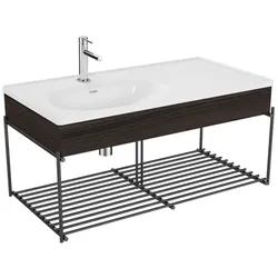 VitrA Equal Möbelwaschtisch-Set 64092 102,5x52cm, Möbelwaschtisch asymmetrisch, weiß, Ablage, mit Holzblende ulme