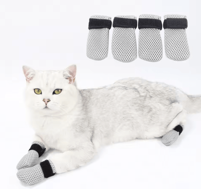 Inspire Curations QuietPaws Anti Scratch Cat Socks & Protective Booties gray s