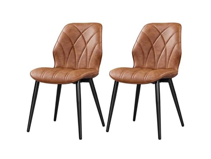 Lot de 2 Chaises de Salle à Manger Design Pétales - Dossier Moderne Pieds Métal - Brun Rustique - YAHEETECH
