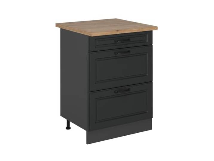 Vicco Küchenunterschrank R-Line, Anthrazit Landhaus, 60 cm MDF-Front · Arbeitsplatte Eiche · Höhenverst. Füße · Leichter Zugriff · Frei kombinierbar