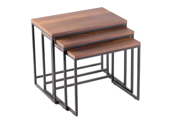 JVmoebel Beistelltisch Eleganter Beistelltisch aus hellem Holz in Beige (3-St), Made in Europe