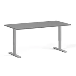 Höhenverstellbarer Schreibtisch, 2 Motoren, 74-121 cm, Tischplatte 160x80 cm, graues Metallgestell, Graphit